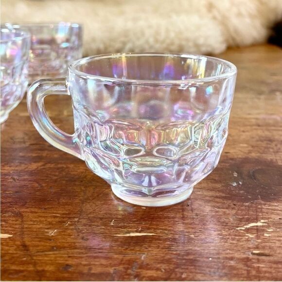 Rare Set of 4 1960's Federal Glass/Yorktown Iridescent Cups - Picture 1 of 6
